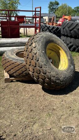 (2) UNMATCH 18.4-26 TIRES ON 8 BOLT RIMS