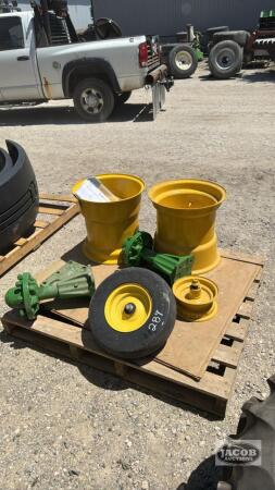 (2) SPINDLES AND RIMS AND MISC. PIECES