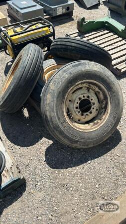 (4) GALAXY 7.60-15SL TIRES ON 6 BOLT RIMS