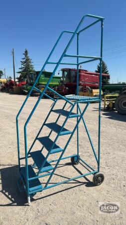 6 STEP ROLLING METAL LADDER WITH BROKEN LEG