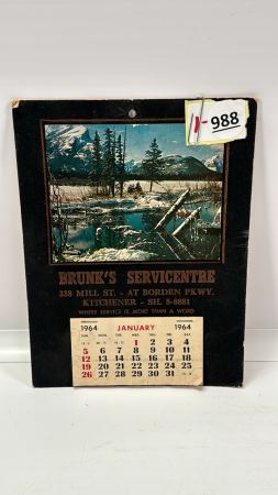 Brunk's Servicentre 1964 Calendar