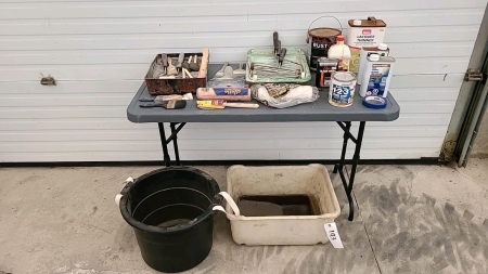 Lot of Paint Brushes, Trays and Stains