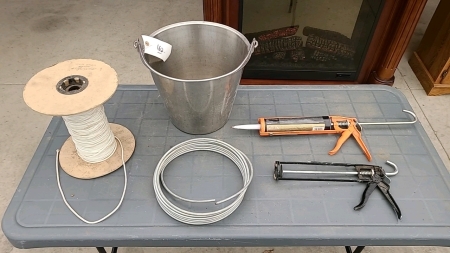 Stainless Pail with Caulking Guns, Nylon String,