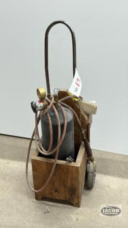 PLUMBERS B TANK AND TORCH ON HOMEMADE CART