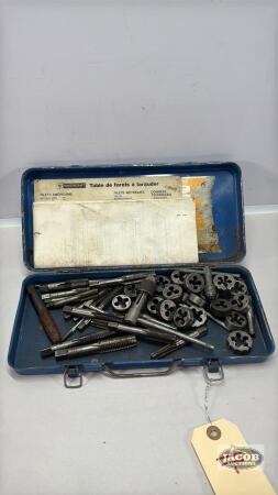 ASSORTMENT OF TAP AND DIES IN METAL BOX