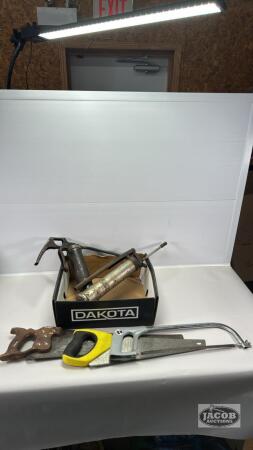 (2) GREASE GUNS AND (3) SAWS