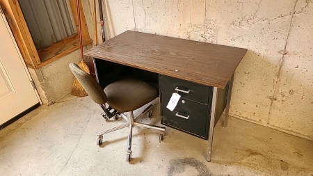 Steel Desk and Rolling Chair