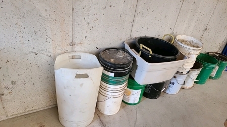 Lot of Plastic and Steel Pails