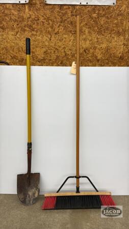24IN PUSH BROOM AND A ROUND MOUTH SHOVEL