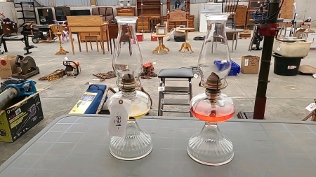 Pair of Reproduction Coal Oil Lamps