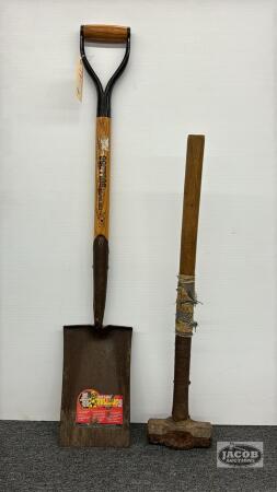 EDGING SHOVEL AND SLEDGE HAMMER