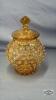 AMBER HOBNAIL DISH WITH LID