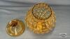 AMBER HOBNAIL DISH WITH LID - 3
