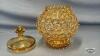 AMBER HOBNAIL DISH WITH LID - 4