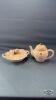 TEA POT AND AN 11IN FLOWERED BOWL