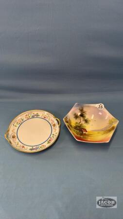NORITAKE 6.5IN BOWL AND A NIPPON 7IN PLATE