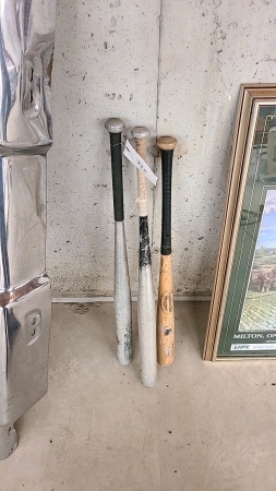 2 Aluminum and 1 Wooden Baseball Bat