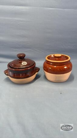 (2) BEAN POTS WITH LIDS