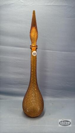 VINTAGE AMBER HOBNAIL DECANTER