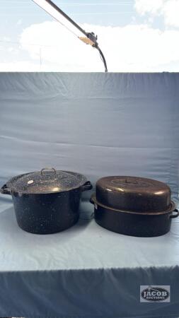 ENAMEL CANNING POT AND ROASTING PAN