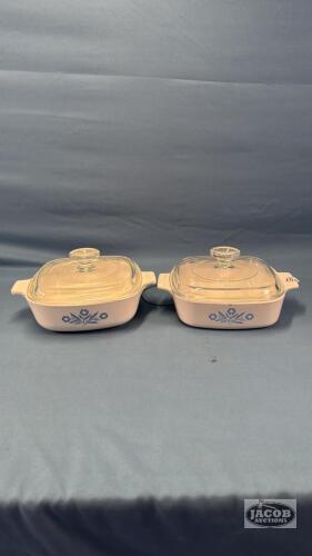 (2) CORNING WARE CASSEROLE DISHES WITH LIDS