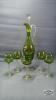 GREEN DECANTER WITH (5) MATCHING STEMED GLASSES
