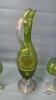 GREEN DECANTER WITH (5) MATCHING STEMED GLASSES - 6