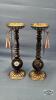 (2) WOOD AND METAL CANDLE HOLDERS WITH SNUFFERS