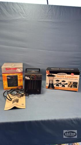 CERAMIC HEATER AND A 3 PACK OF TOUCH LANTERNS