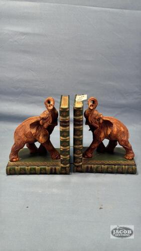 PAIR OF ELEPHANT BOOK ENDS