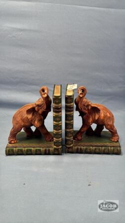 PAIR OF ELEPHANT BOOK ENDS