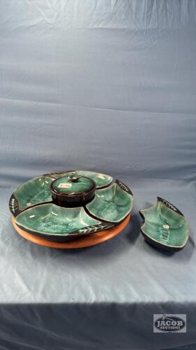BLUE MOUNTAIN POTTERY VEGGIE SERVER ON LAZY SUSAN