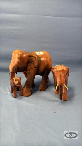 2 CARVED WOODEN ELEPHANTS