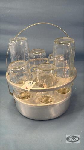 ALUMINUM BABY BOTTLE HOLDER WITH 6 BOTTLES