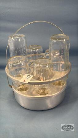 ALUMINUM BABY BOTTLE HOLDER WITH 6 BOTTLES
