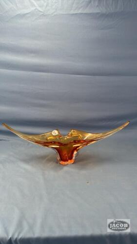 ART GLASS 20IN AMBER BOWL
