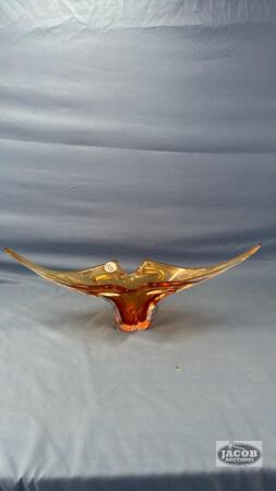 ART GLASS 20IN AMBER BOWL