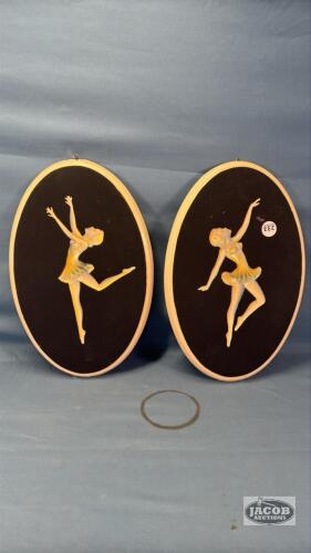 PAIR OF DOMINION CERAMIC WORKS 14IN WALL PLAQUES