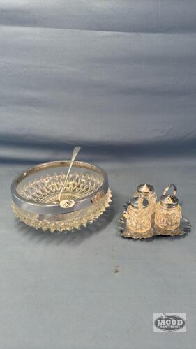 8IN GLASS BOWL WITH CHROME RIM