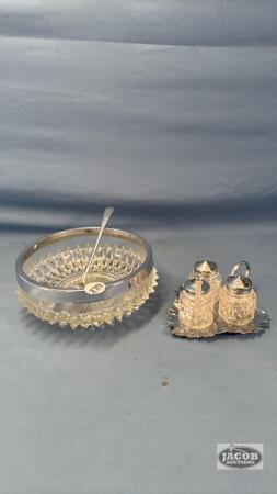 8IN GLASS BOWL WITH CHROME RIM