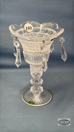 CRYSTAL 8IN HIGH 2 PIECE CANDLE HOLDER