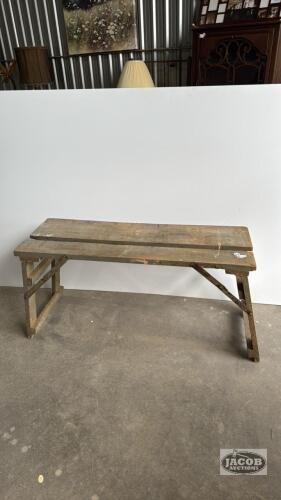 PRIMATIVE WOODEN FOLDING BENCH