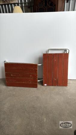 (2) RUSTIC WOODEN PATIO TABLES