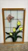 LEADED GLASS WINDOW WITH OAK FRAME