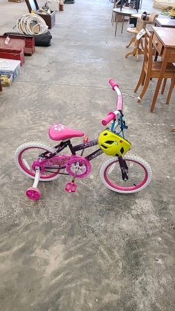 Girls Bike with Training Wheels and Helmet