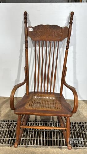LARGE PRESS BACK ROCKER WITH CANE SEAT