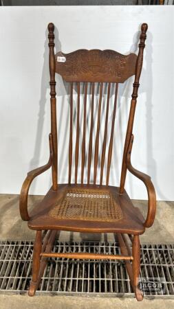 LARGE PRESS BACK ROCKER WITH CANE SEAT