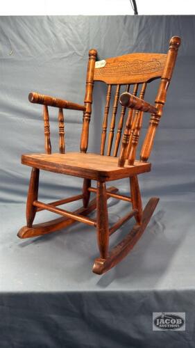 REFINISHED PRESS BACK CHILDS ROCKER