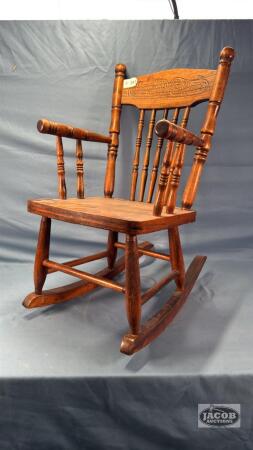 REFINISHED PRESS BACK CHILDS ROCKER
