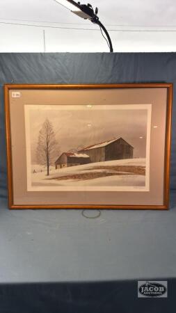 FRAMED NUMBER PRINT "WINTER BARN"